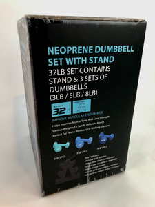 32-Lb. Neoprene Dumbbell Set with Steel Dumbbell Rack