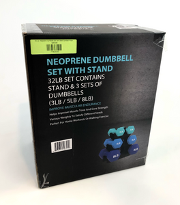 32-Lb. Neoprene Dumbbell Set with Steel Dumbbell Rack