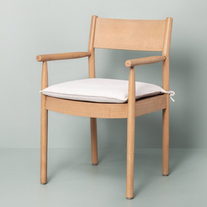 Natural Wood Chair with Off-White Linen Cushion- H & H