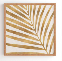 Load image into Gallery viewer, 30&quot;x30&quot; Modern Tropical Metallic Palm Leaf Framed Wall Art
