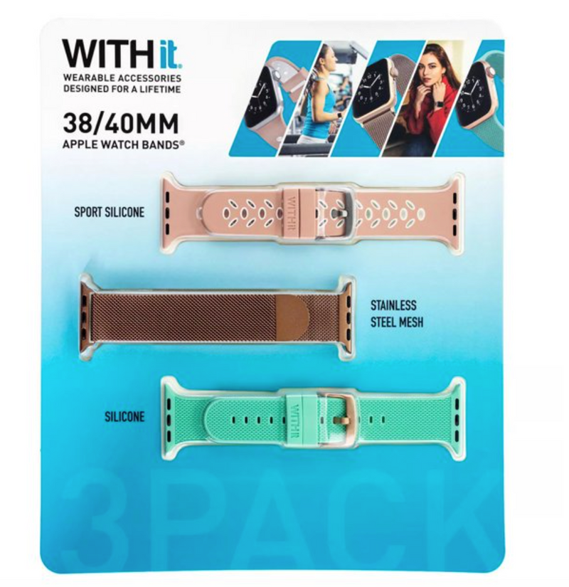 WITHit Bands for 38mm or 40mm Apple Watch, 3 Pack