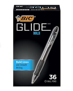 BIC Glide Bold Retractable Ballpoint Pen, Bold Point, 36/Pack (Variety)