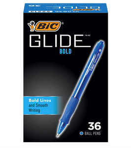 BIC Glide Bold Retractable Ballpoint Pen, Bold Point, 36/Pack (Variety)
