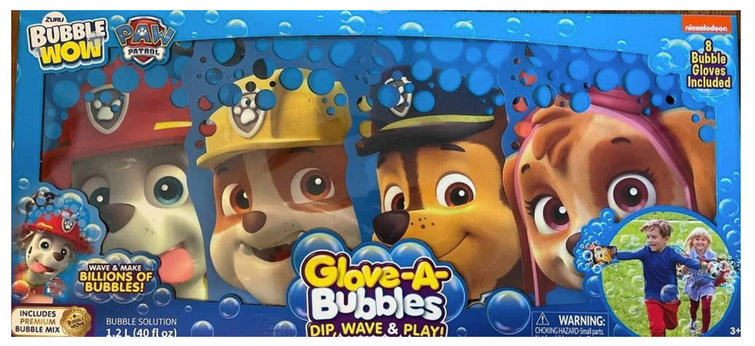 Bubble Wow Paw Patrol Glove-A-Bubbles Wave & Play - 8 Pack