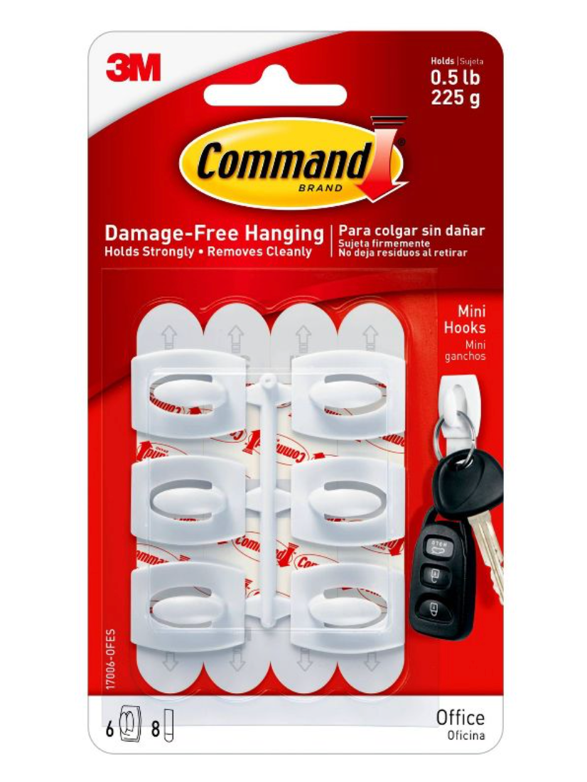 6ct 3M Command Hooks (Mini) - White