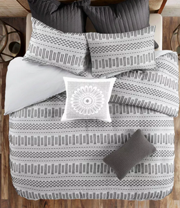 3pc King/California King Rhea Cotton Jacquard Duvet Cover Mini Set Gray