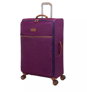 it luggage Beach Stripes 27.4" Softside Large Checked Spinner Suitcase (Dark Pink / Blue)