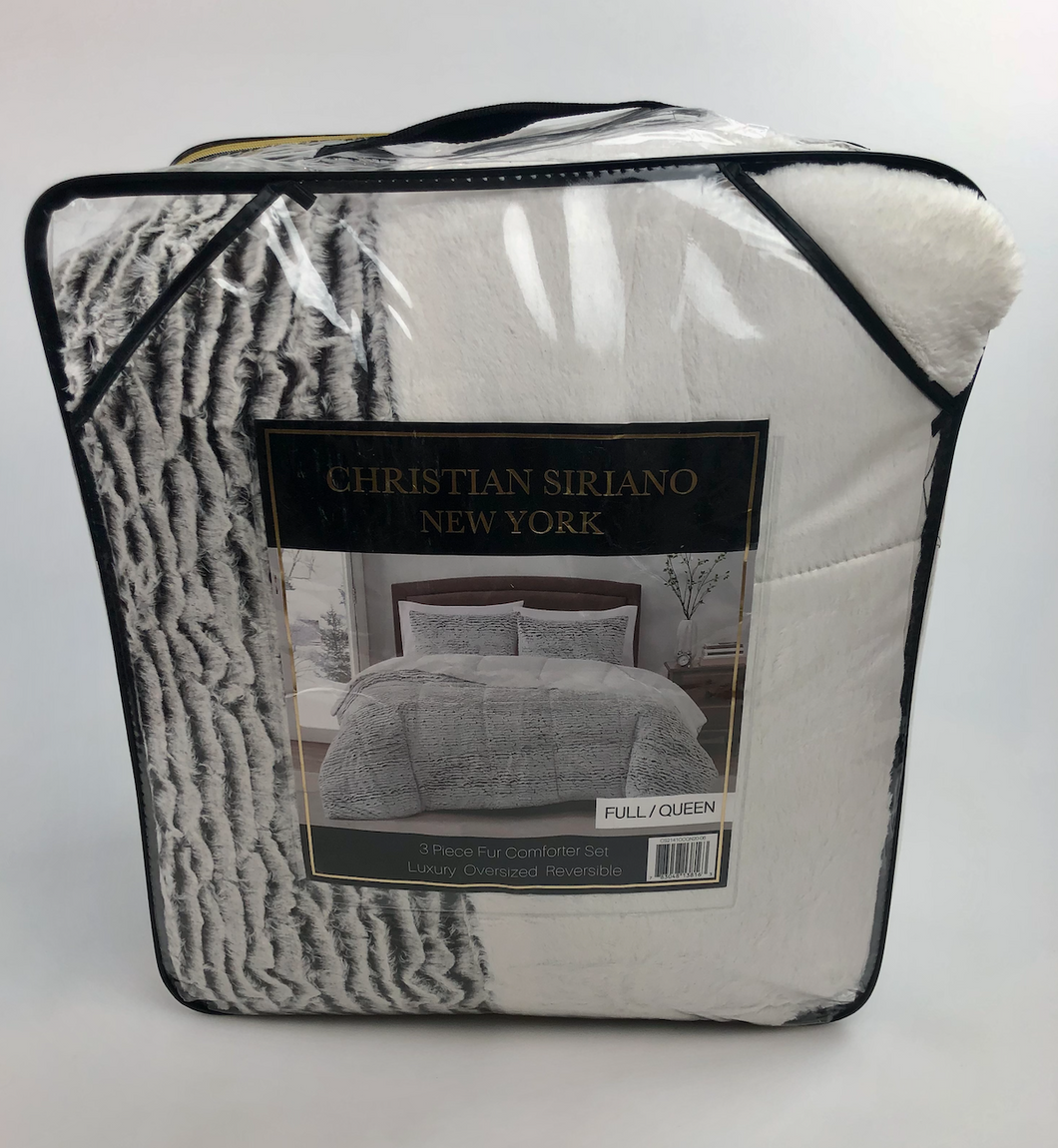 CHRISTIAN SIRIANO New York Faux Fur 3pc Comforter Set GRAY (VARIETY)
