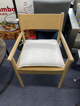 Load image into Gallery viewer, Natural Wood Chair with Off-White Linen Cushion- H &amp; H
