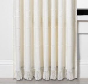54” x 84" Fringe Stripe Curtain Panel - Sour Cream - H & H Magnolia