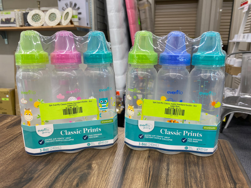 3pk Evenflo Classis Prints Standard Bottle - 8oz