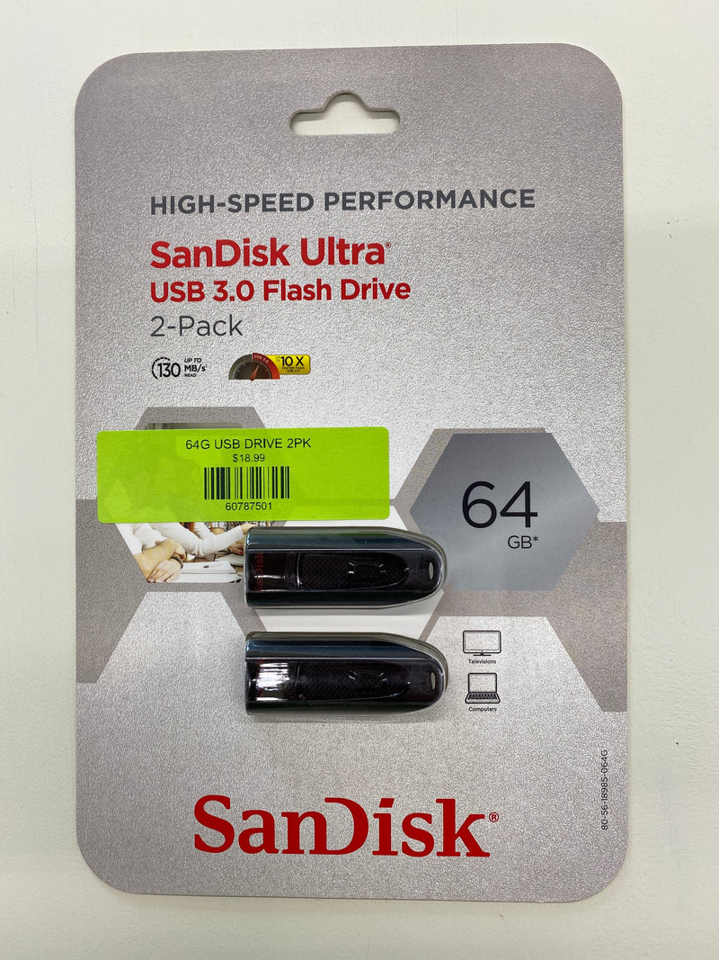 64G USB FLASH DRIVE 2PK