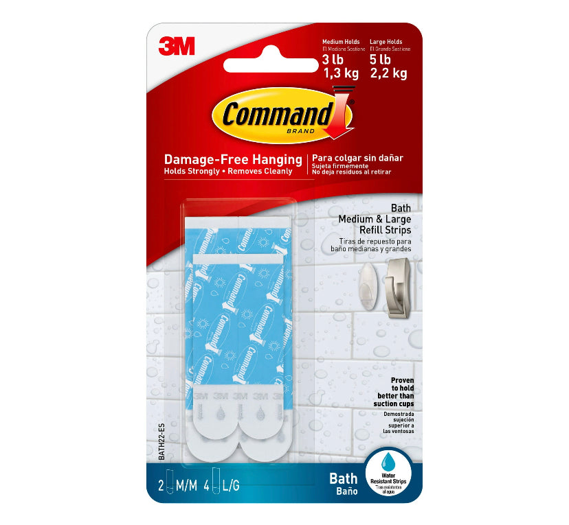 Command Large/Medium Water Resistant Refill Strips