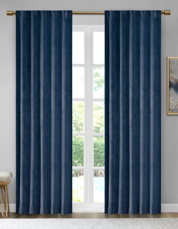Set of 2 37x84” Bryce Poly Velvet Room Darkening Curtain Panel