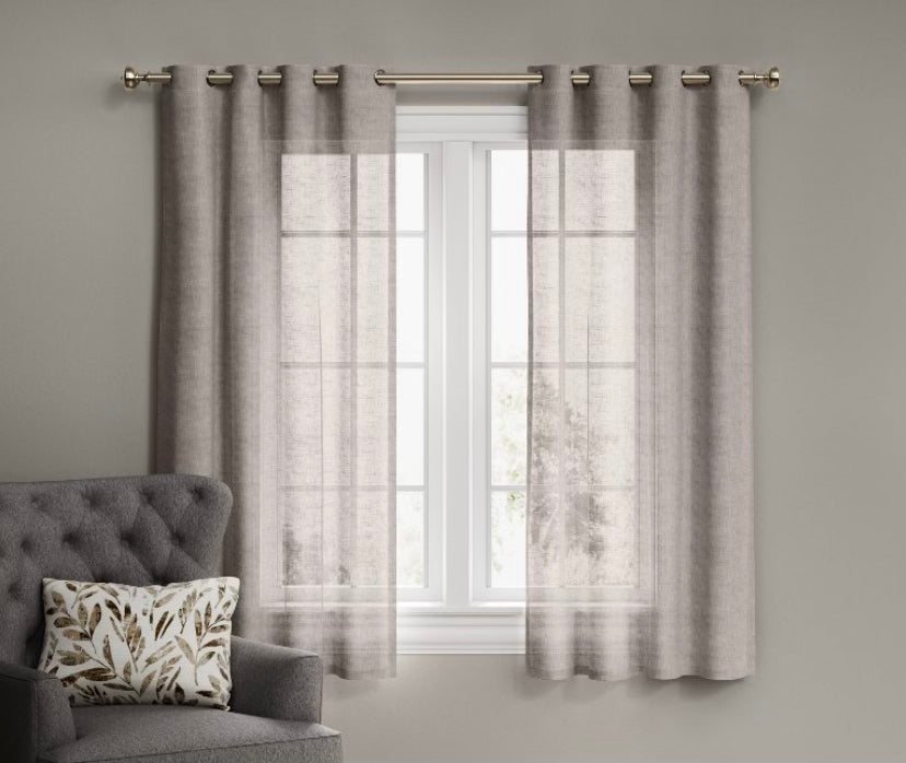 54”x95” Textured Weave Light Filtering Curtain Panel- Gray