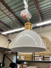 Load image into Gallery viewer, Metal Dome Pendant  White/Brass
