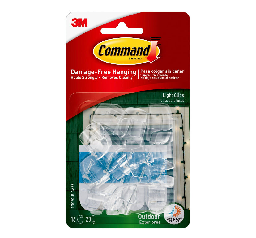 Command Outdoor Light Clips 16ct - Clear