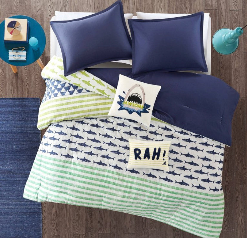 Twin/Twin XL Luke Cotton Comforter Set - Green/Navy