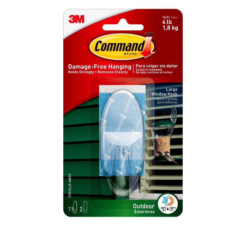 Command Outdoor Clear Large Window Hook