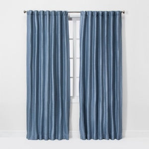 52x84 Faux Silk Room Darkening Window Curtain Panel - Blue