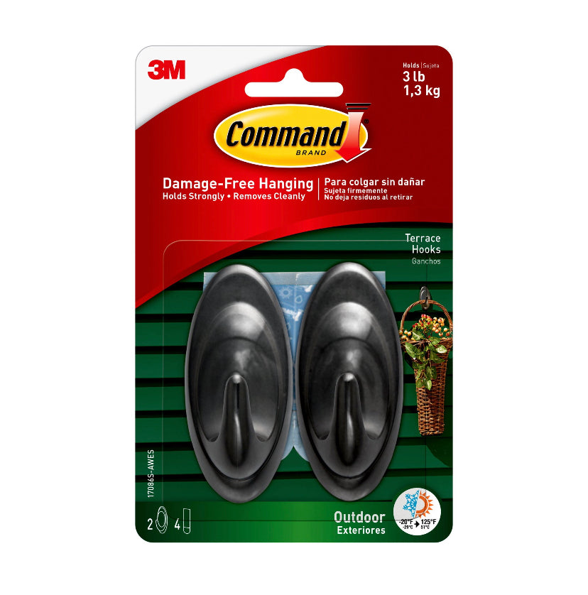 Command 2 Outdoor Terrace Hook - Slate