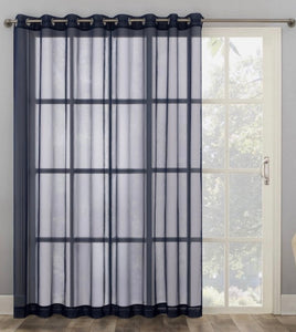 59x84 Emily Sheer Voile Rod Pocket Curtain Panel - Navy