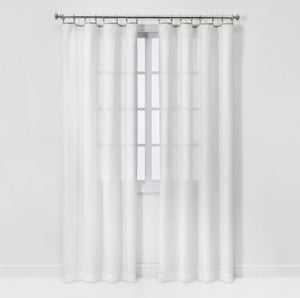 108"x54" Contrast Edge Solid Sheer Window Curtain Panel White/Natural