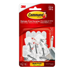 Command Small Wire Hooks - 9pc - White