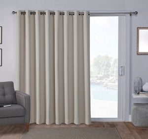 84"x100" Sateen Blackout Extra Wide Grommet Top Single Curtain Panel Linen - Exclusive Home