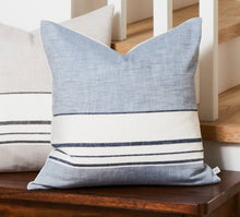 Load image into Gallery viewer, 18&quot; x 18&quot; Off-Center Stripes Pillow Cover Blue - H &amp; H Magnolia
