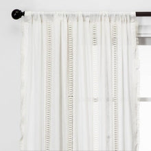 Load image into Gallery viewer, 108&quot; Lace Trim Light-Filtering Curtain Panel (Cream)
